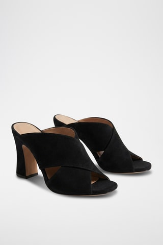 Sandali con tacco in pelle Estana - Nero