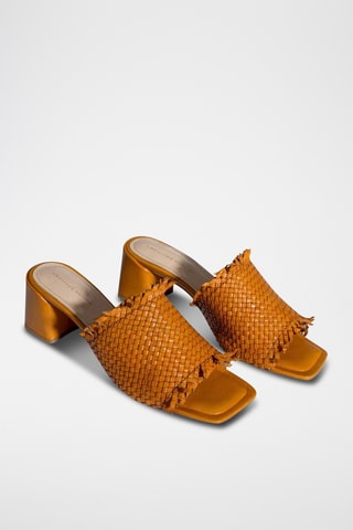 Sandali con tacco in pelle Lineas - Marrone