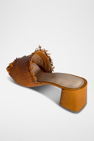Sandali con tacco in pelle Lineas - Marrone