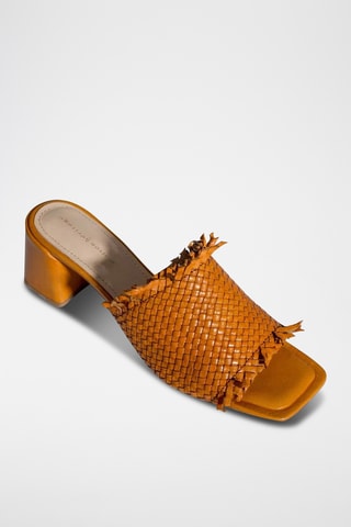 Sandali con tacco in pelle Lineas - Marrone