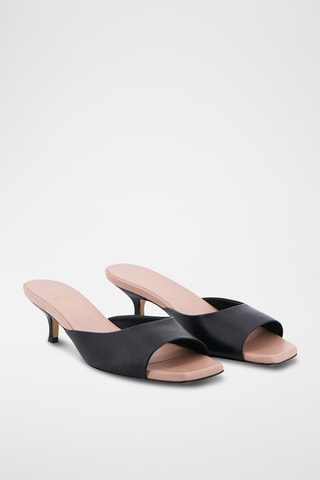 Sandali con tacco in pelle Mia - Nero