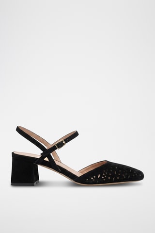 Sandali con tacco in pelle Rossia - Nero