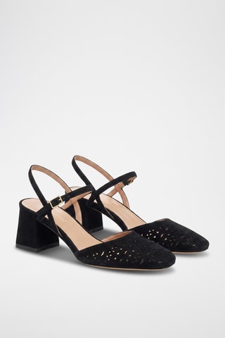 Sandali con tacco in pelle Rossia - Nero