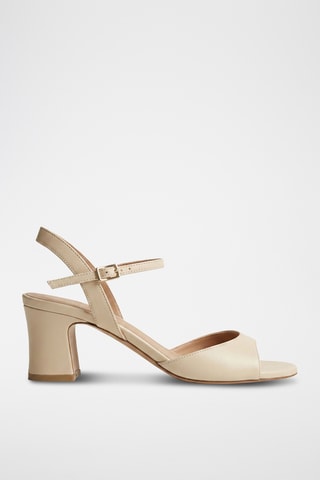 Sandali con tacco in pelle Martha - Bianco