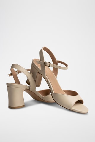 Sandali con tacco in pelle Martha - Bianco