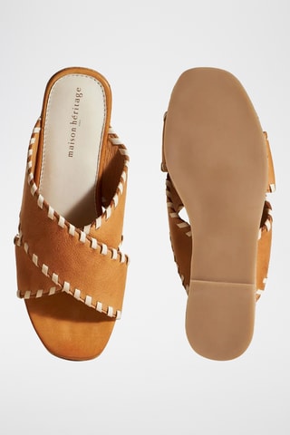 Ciabatte con zeppa in pelle Afyale - Marrone