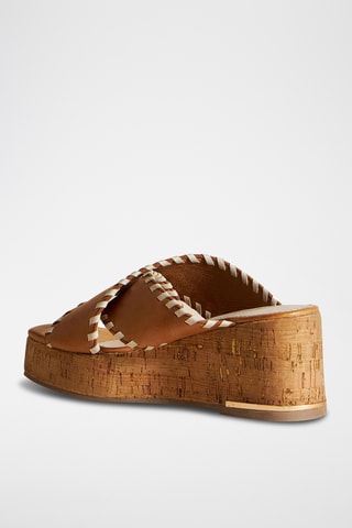 Ciabatte con zeppa in pelle Afyale - Marrone