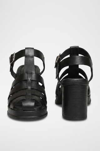 Sandali con tacco in pelle Leonora - Nero