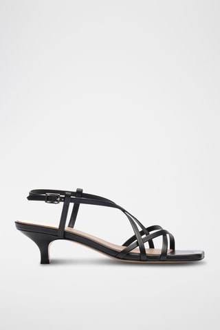 Sandali con tacco in pelle Alia - Nero