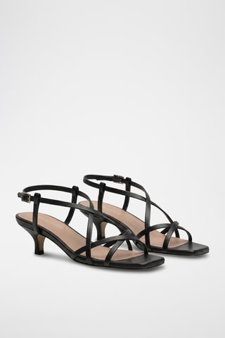 Sandali con tacco in pelle Alia - Nero