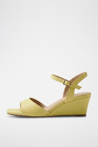 Sandali con zeppa in pelle Lia - Giallo