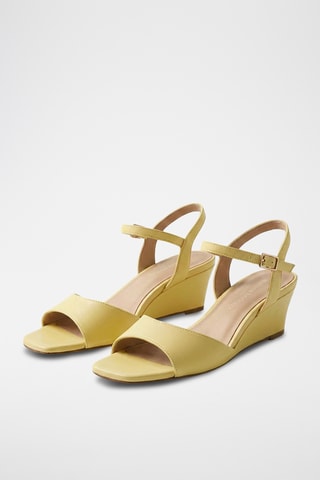 Sandali con zeppa in pelle Lia - Giallo