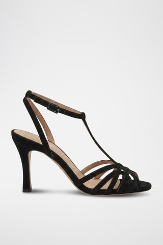 Sandali con tacco in pelle Alice - Nero