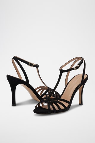 Sandali con tacco in pelle Alice - Nero