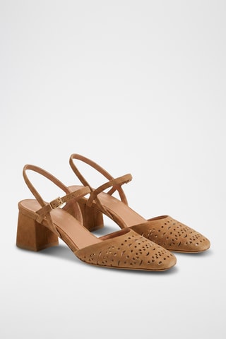 Sandali con tacco in pelle Rossia - Marrone