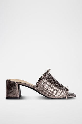 Sandali con tacco in pelle Lineas - Marrone