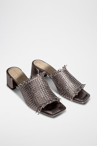 Sandali con tacco in pelle Lineas - Marrone