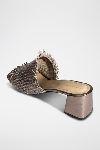 Sandali con tacco in pelle Lineas - Marrone