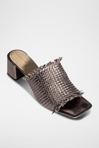 Sandali con tacco in pelle Lineas - Marrone