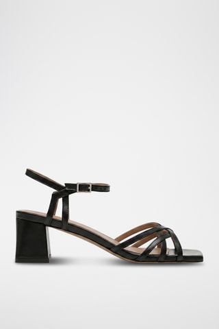Sandali con tacco in pelle Ronia - Nero