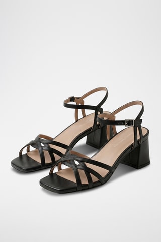 Sandali con tacco in pelle Ronia - Nero