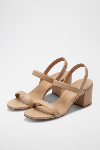Sandali con tacco in pelle Tara - Beige