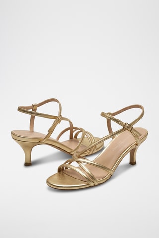 Sandali con tacco in pelle Bianca - Dorato