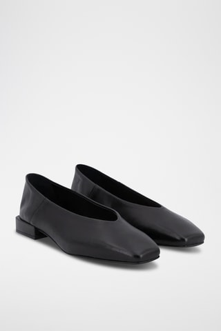 Ballerine con tacco in pelle Donia - Nero