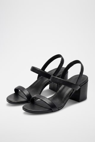 Sandali con tacco in pelle Tara - Nero