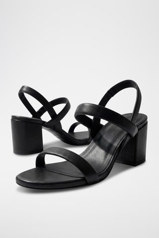 Sandali con tacco in pelle Tara - Nero