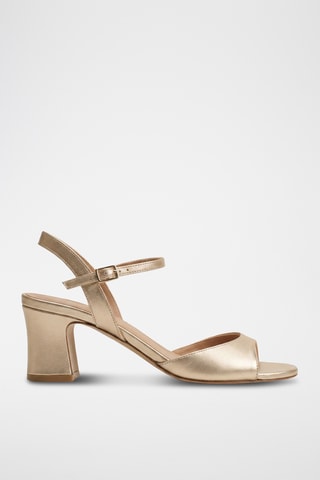 Sandalias de piel de tacón Martha - Beige