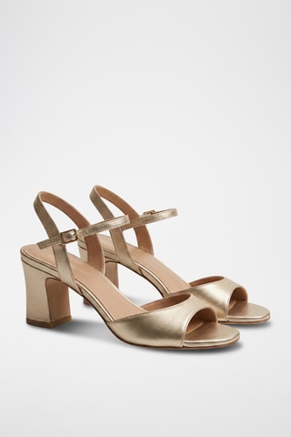 Sandalias de piel de tacón Martha - Beige