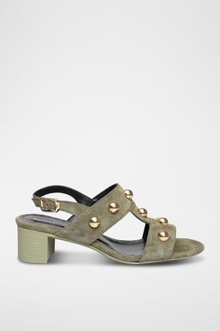 Sandali con tacco in pelle Xante - Kaki