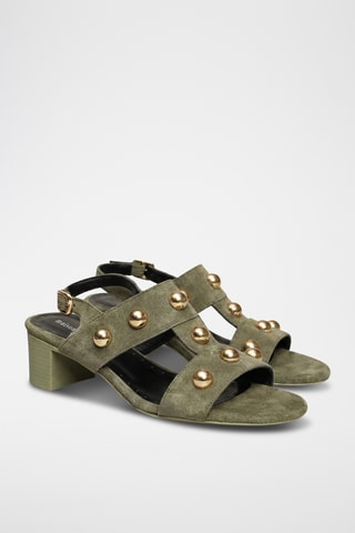 Sandali con tacco in pelle Xante - Kaki