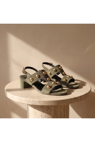 Sandali con tacco in pelle Xante - Kaki