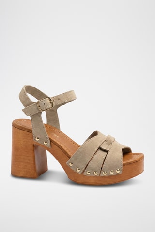 Sandali con tacco in pelle Abra - Marrone