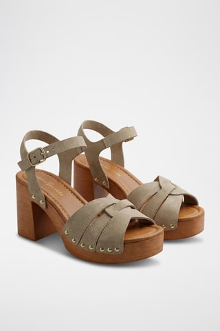 Sandali con tacco in pelle Abra - Marrone