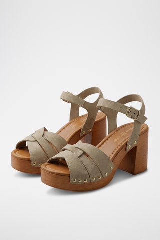 Sandali con tacco in pelle Abra - Marrone