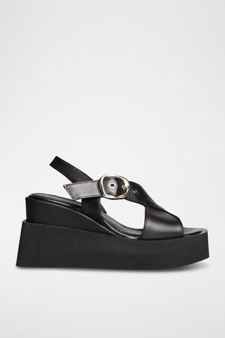 Sandali platform in pelle Lanthie - Nero