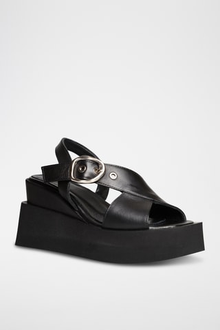 Sandali platform in pelle Lanthie - Nero