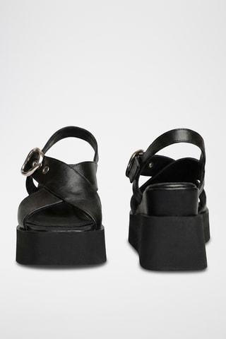 Sandali platform in pelle Lanthie - Nero