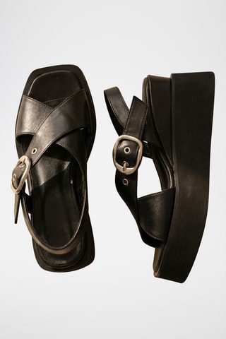 Sandali platform in pelle Lanthie - Nero
