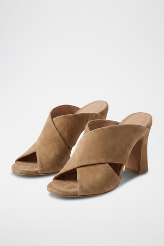 Sandali con tacco in pelle Estana - Beige