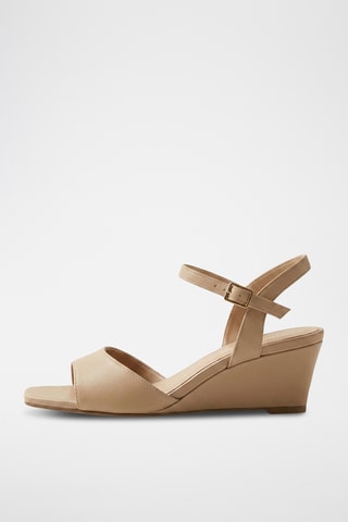 Sandali con zeppa in pelle Lia - Beige