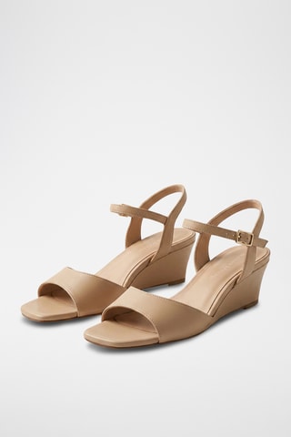Sandali con zeppa in pelle Lia - Beige