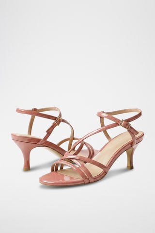 Sandali con tacco in pelle Bianca - Rosa