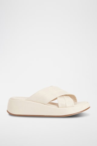 Ciabatte con zeppa in pelle Floryana - Bianco