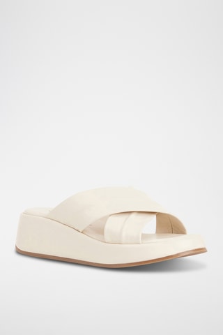 Ciabatte con zeppa in pelle Floryana - Bianco