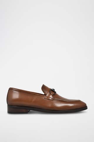Mocassini con tacco in pelle Charles - Marrone