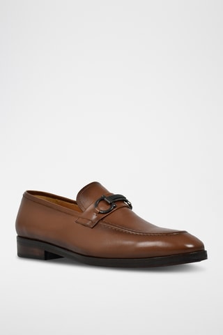 Mocassini con tacco in pelle Charles - Marrone